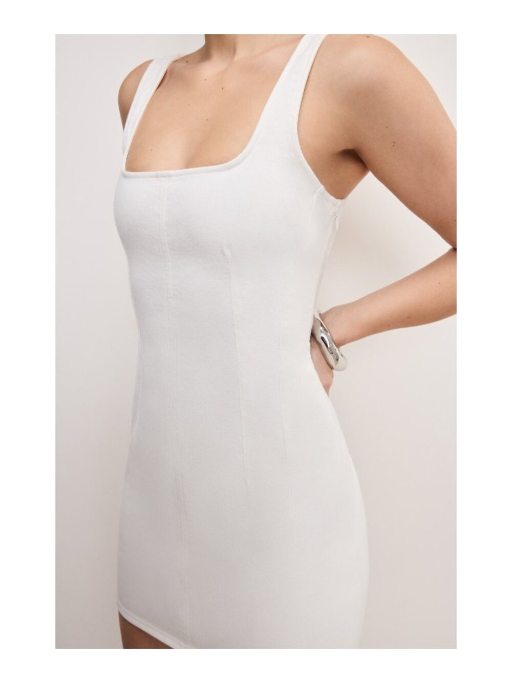 NWT GOOD AMERICAN Sleeveless Denim Minidress Cloud White Size XL - Picture 3 of 3